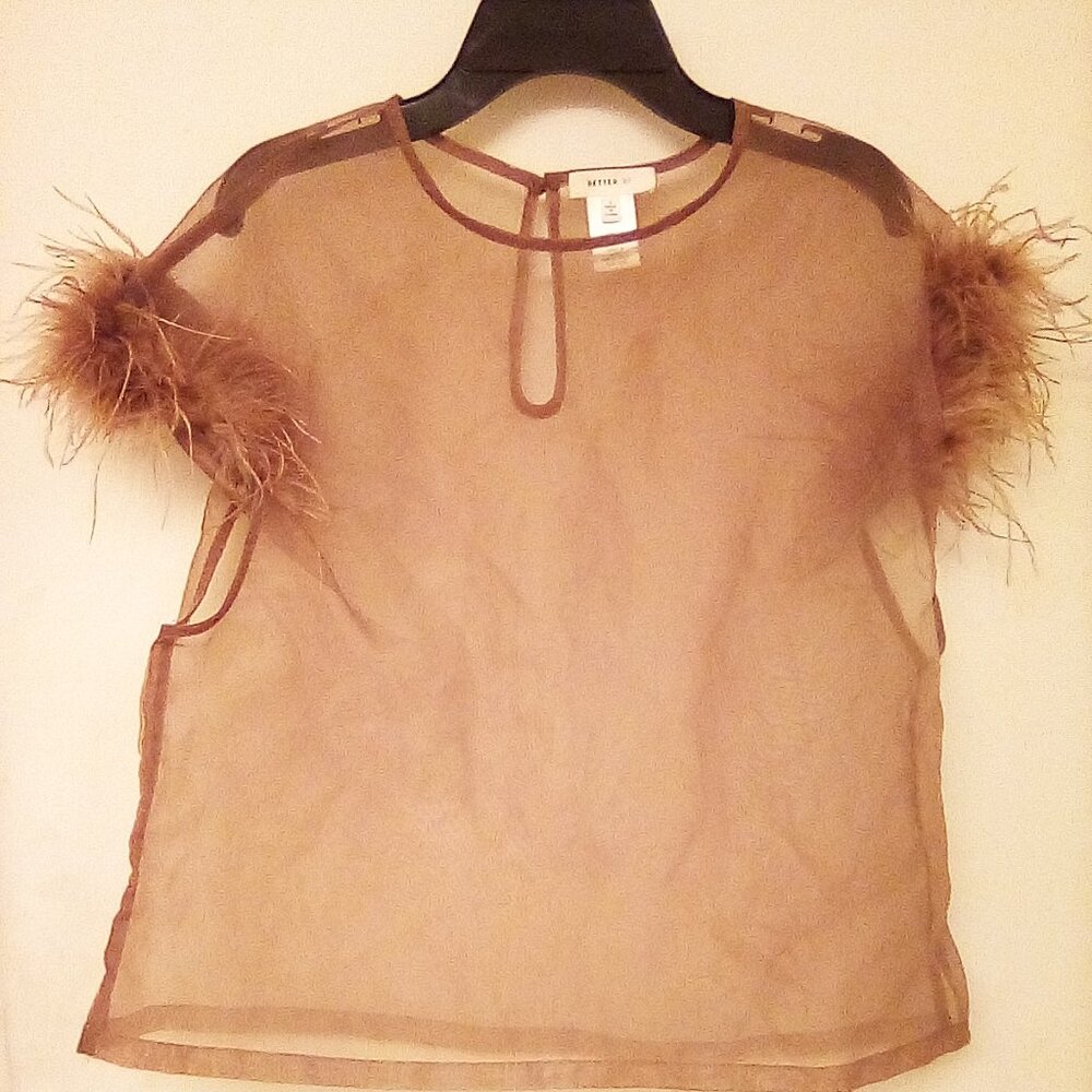 ❤️ New Feather Sheer Blouse Fashion Top